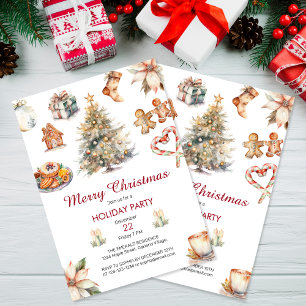 Festive Watercolor Christmas Party Invitation