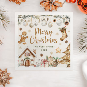 Festive Watercolor Christmas Party Napkins