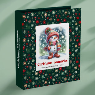 Festive watercolor Christmas snowman kids album 3 Ring Binder