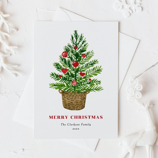 Festive Watercolor Christmas Tree Merry Christmas Holiday Postcard (Creator Uploaded)