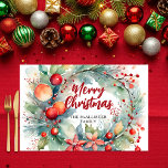 Festive Watercolor Christmas Wreath Paper Placemat