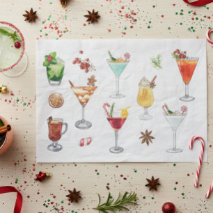Festive Watercolor Cocktails Christmas Martini Tissue Paper