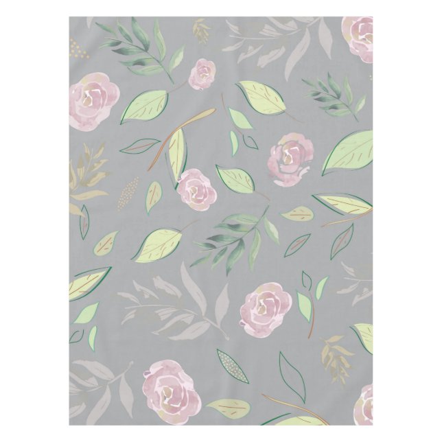 Festive Watercolor Flowers 2 Tablecloth (Front)