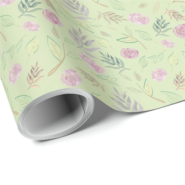 Festive Watercolor Flowers 4 Wrapping Paper (Roll Corner)