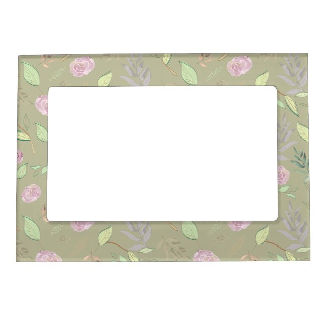 Festive Watercolor Flowers 5 Magnetic Frame (Front)