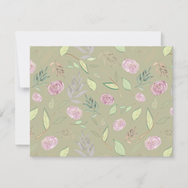 Festive Watercolor Flowers 5 Note Card (Front)