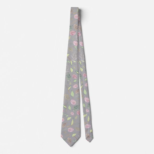 Festive Watercolor Flowers 6 Neck Tie (Front)