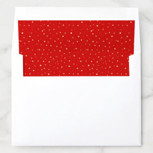Festive Watercolor Gold Confetti Red Holiday Envelope Liner