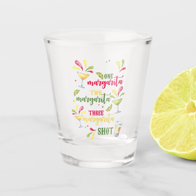 Festive Watercolor Margarita Shot Glass (Front)