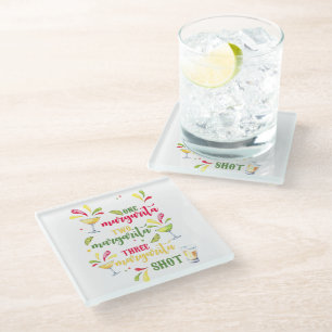 Festive Watercolor Margarita Square Glass Coaster