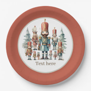 Festive watercolor nutcracker party paper plates