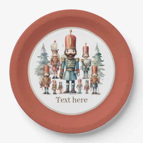 Festive watercolor nutcracker party  paper plates