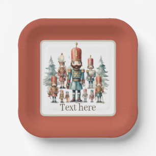 Festive watercolor nutcracker party  paper plates
