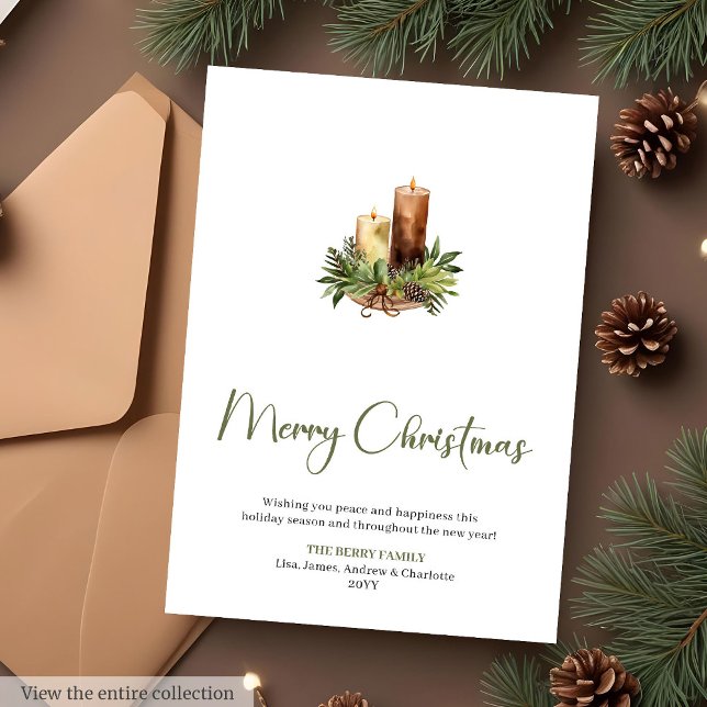 Festive Watercolor Pine Wreath Christmas Greeting  Holiday Card (Festive Watercolor Pine Wreath Christmas Greeting Card

)