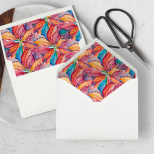 Festive Watercolor Poinsettia Christmas Envelope Liner
