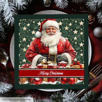 Festive Watercolor Santa Claus Table Napkins