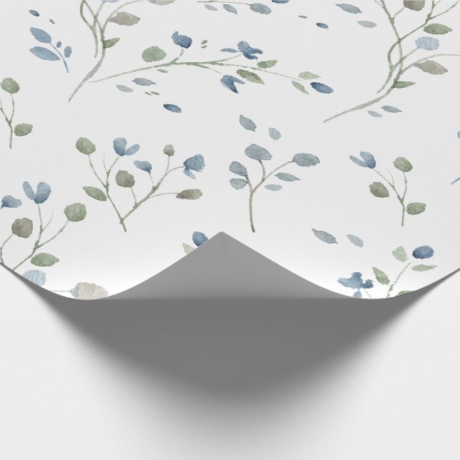 Festive Watercolor Style Leaves Wrapping Paper (Corner)