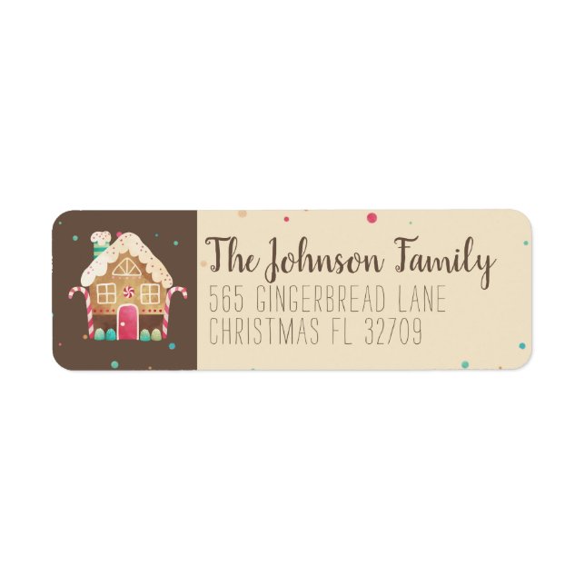 Festive Watercolor Typography + Gingerbread House Label (Front)