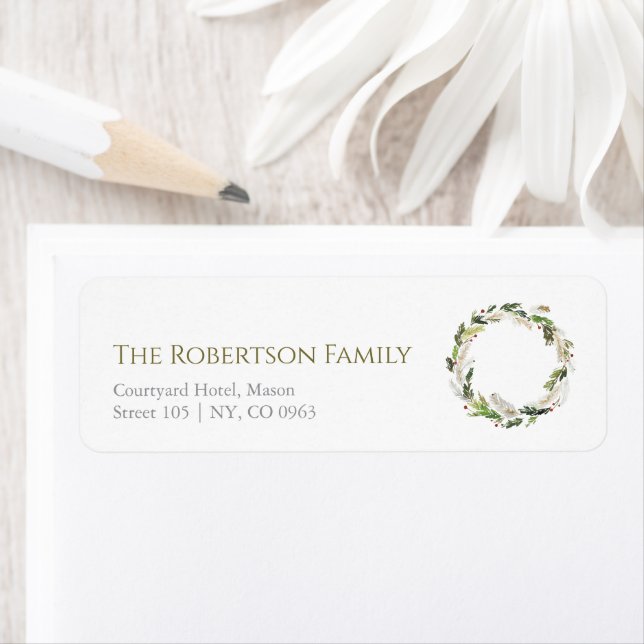 Festive Watercolor Wreath Label (Insitu)
