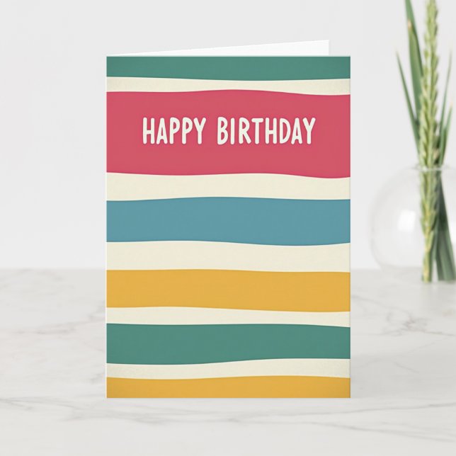 Festive Wavy Stripe Birthday Card (Front)