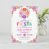 Festive Wedding Fiesta Mexican Floral Pattern Invitation (Standing Front)