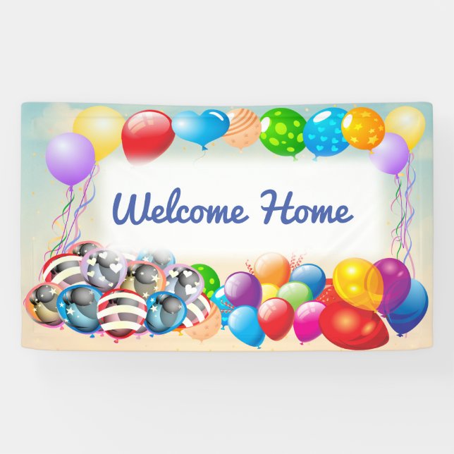 Festive Welcome Home Balloon Banner (Horizontal)