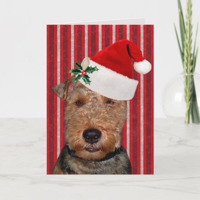 Festive Welsh Terrier Holiday Card (Front)