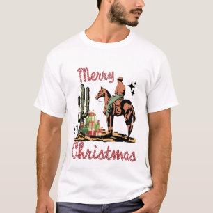 festive Western Christmas Holiday cowboy T-Shirt
