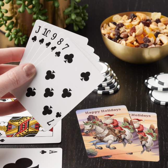 Festive Western Christmas Santa Holiday  Poker Cards (In Situ)