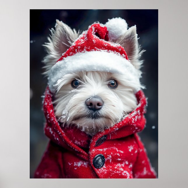 Festive Westie in the Snow Poster (Front)