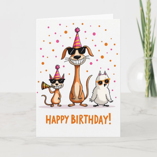 Festive Whimsical Animals Card (Front)