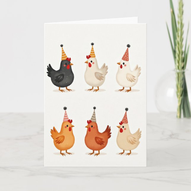 Festive Whimsical Birds Card (Front)