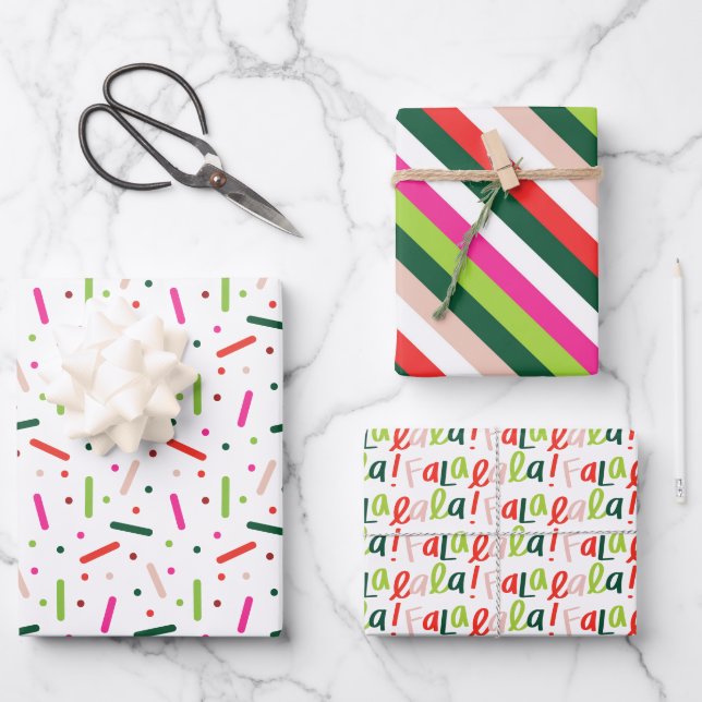 Festive Whimsical Christmas Holiday Wrapping Paper (Front)