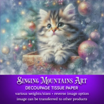 Festive Whimsical Christmas Tree Cat Decoupage