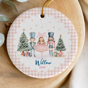 Festive Whimsical Nutcracker Ballerina Keepsake Ceramic Ornament