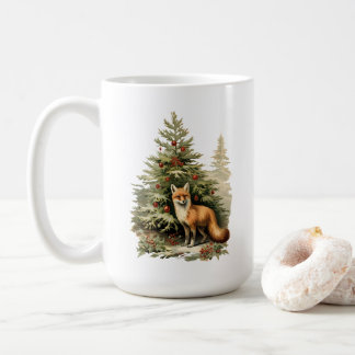 Festive Whimsy: Christmas tree & Fox Coffee Mug