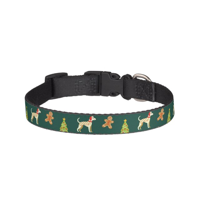 Festive Whippet Christmas Pet Collar (Front)