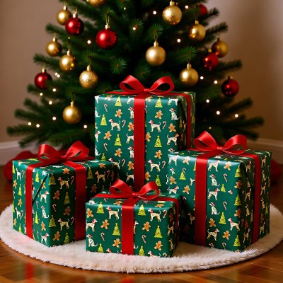 Festive Whippet Christmas Wrapping Paper