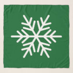 Festive White Alpine Snowflake On Forest Green Scarf<br><div class="desc">This modern festive seasonal design features a large alpine snowflake against a background of forest green.</div>