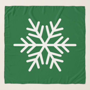 Festive White Alpine Snowflake On Forest Green Scarf