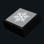 Festive White Alpine Snowflake On Winter Gray Gift Box<br><div class="desc">This festive seasonal design features a large alpine snowflake against a background of gray.</div>