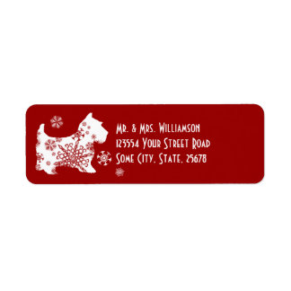 Festive White and Red Snow Dog Return Address Label