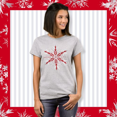 Festive White Christmas Snowflake  T_Shirt