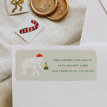 Festive White Elephant Illustrated Return Address Label<br><div class="desc">Festive return address label stickers featuring modern typography paired next to a fun illustration of a white elephant in a chic white on cream color scheme with fun pops of red and green. Original art and design by Annie Montgomery Design.</div>