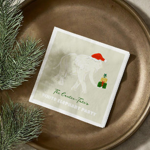 Festive White Elephant Party Illustrated Napkins