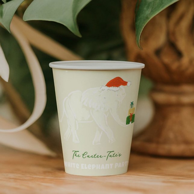 Festive White Elephant Party Illustrated Paper Cups (Festive White Elephant Party Illustrated Paper Cups)