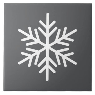Festive White Nordic Snowflake On Modern Gray Ceramic Tile