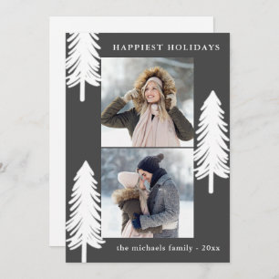 Festive White Pine Trees Two Photo Holiday