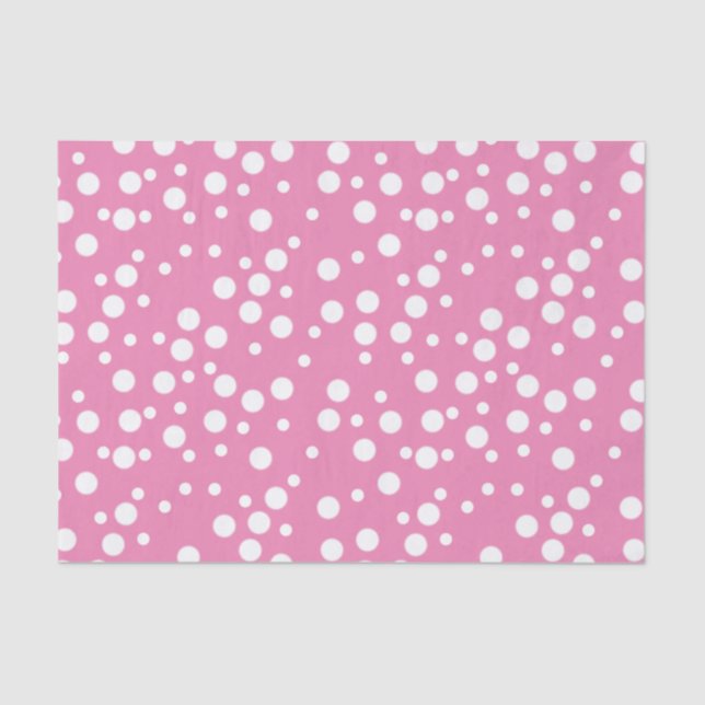 Festive White Polka Dots on Pink Tissue Paper (Front)