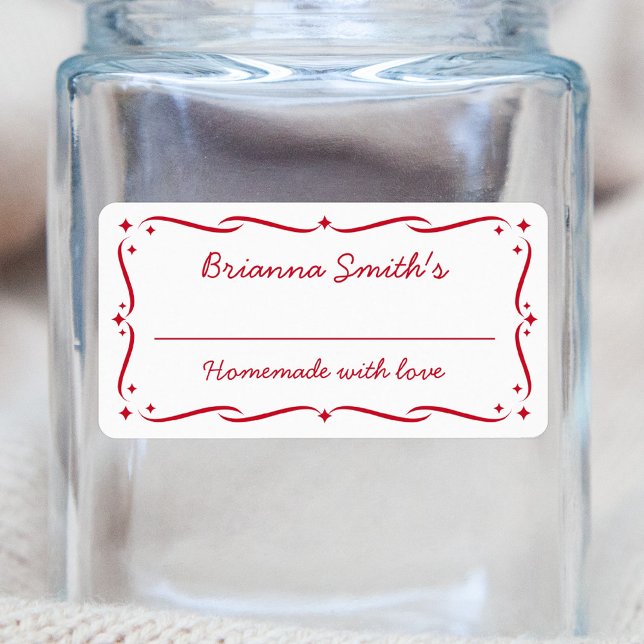 Festive white red kitchen baking cooking fill in label (Creator Uploaded)